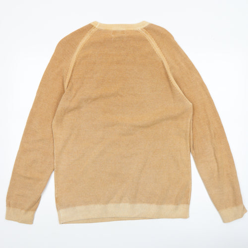 Next Men’s Beige Cotton Crew Neck Jumper Size M Regular Fit