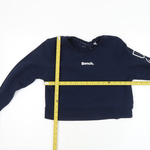Bench Womens Navy Blue Logo Crew Neck Pullover Sweatshirt UK 8