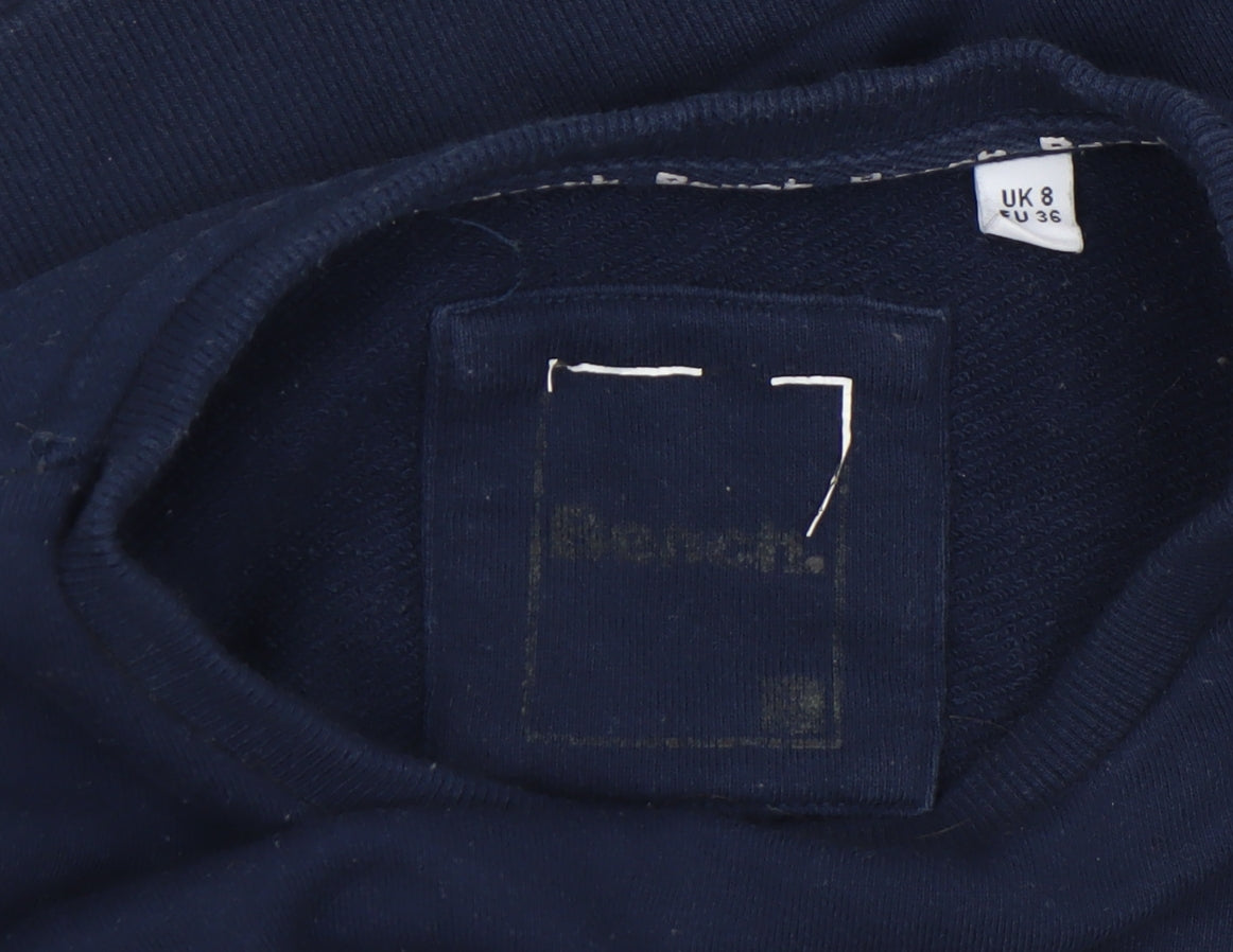 Bench Womens Navy Blue Logo Crew Neck Pullover Sweatshirt UK 8