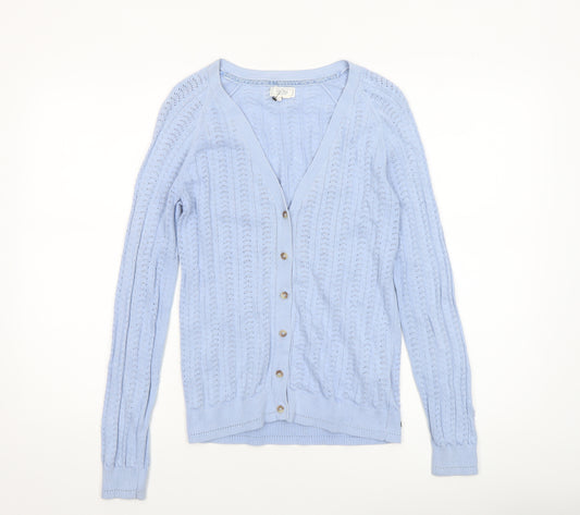 Fat Face Women’s Blue Cotton V-Neck Button Cardigan Size 10