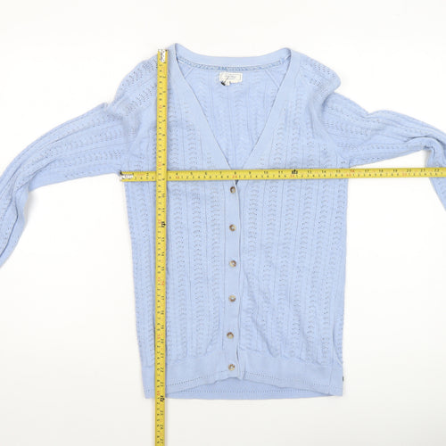 Fat Face Women’s Blue Cotton V-Neck Button Cardigan Size 10
