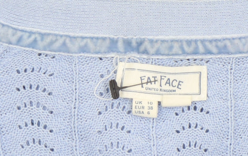 Fat Face Women’s Blue Cotton V-Neck Button Cardigan Size 10