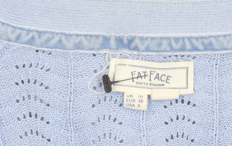 Fat Face Women’s Blue Cotton V-Neck Button Cardigan Size 10