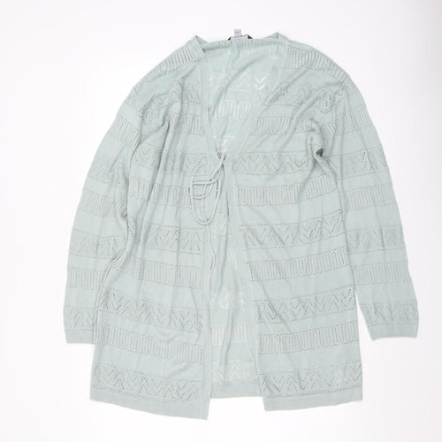 Dorothy Perkins Women Green Open-Knit Cardigan Size 14