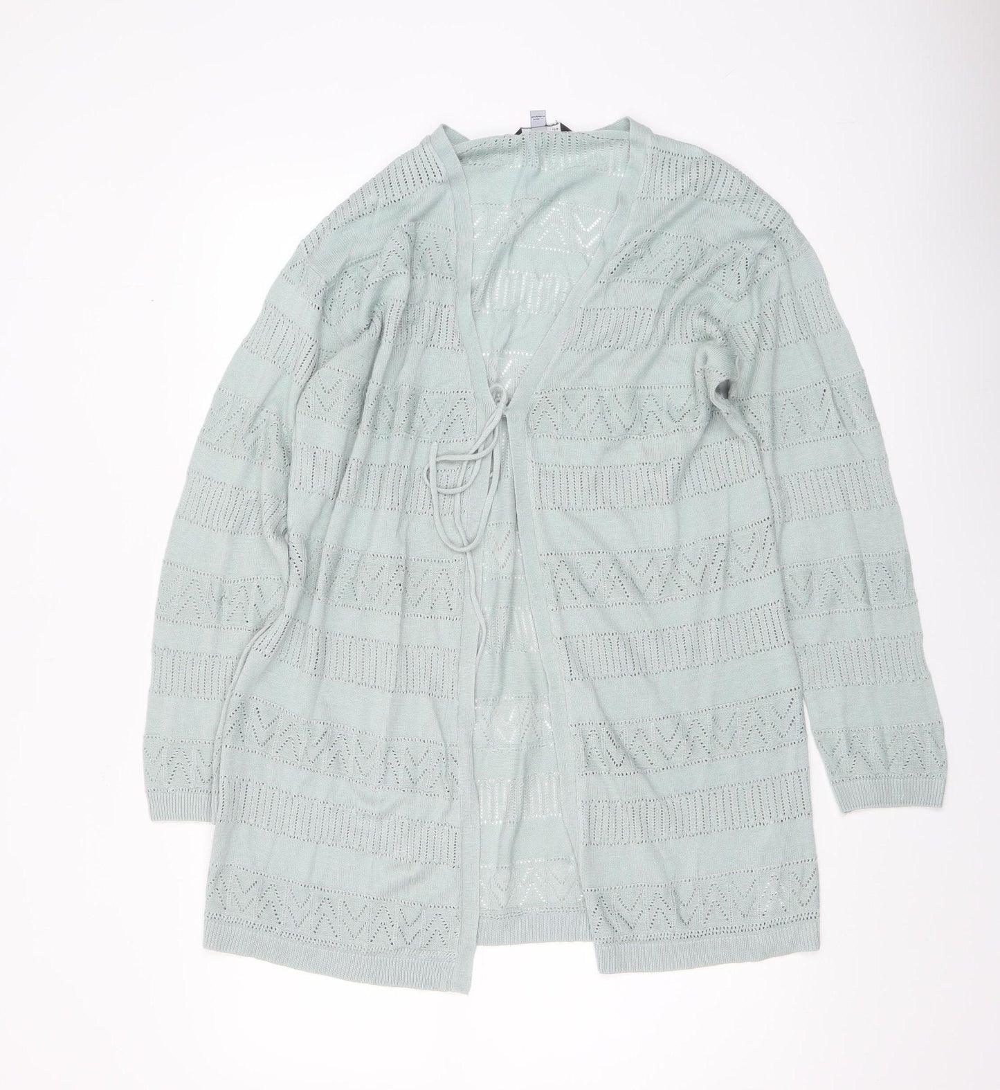 Dorothy Perkins Women Green Open-Knit Cardigan Size 14