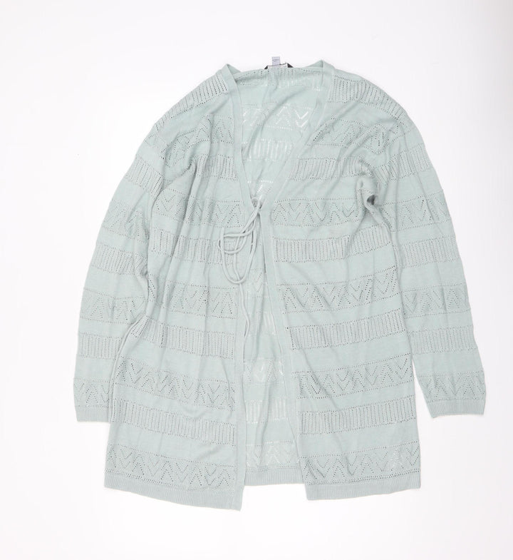 Dorothy Perkins Women Green Open-Knit Cardigan Size 14
