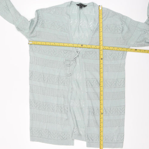 Dorothy Perkins Women Green Open-Knit Cardigan Size 14