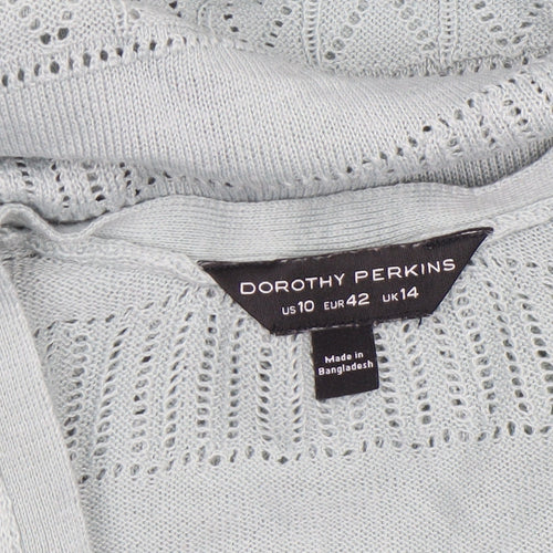 Dorothy Perkins Women Green Open-Knit Cardigan Size 14