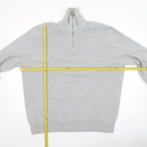 Marks and Spencer Men Grey High Neck 1/2 Zip Jumper 2XL Regular Fit