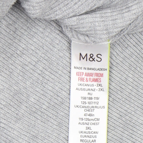 Marks and Spencer Men Grey High Neck 1/2 Zip Jumper 2XL Regular Fit