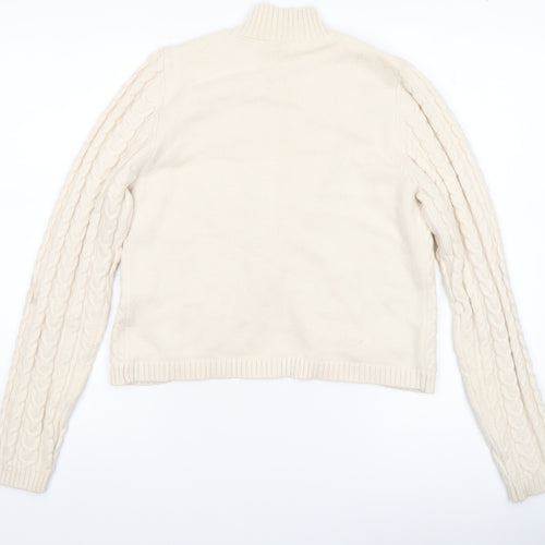 Michelle Keegan Women’s Ivory Wrap Cable-Knit Jumper Size 12