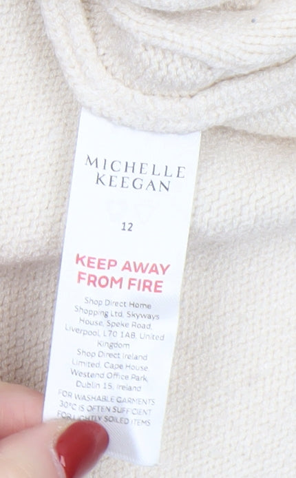 Michelle Keegan Women’s Ivory Wrap Cable-Knit Jumper Size 12