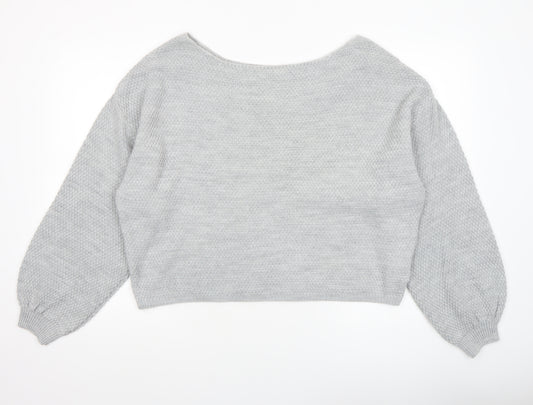 The Rockn Rev Women’s Grey Acrylic Knit Pullover Jumper Size 10