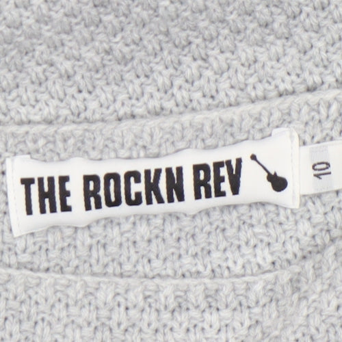 The Rockn Rev Women’s Grey Acrylic Knit Pullover Jumper Size 10
