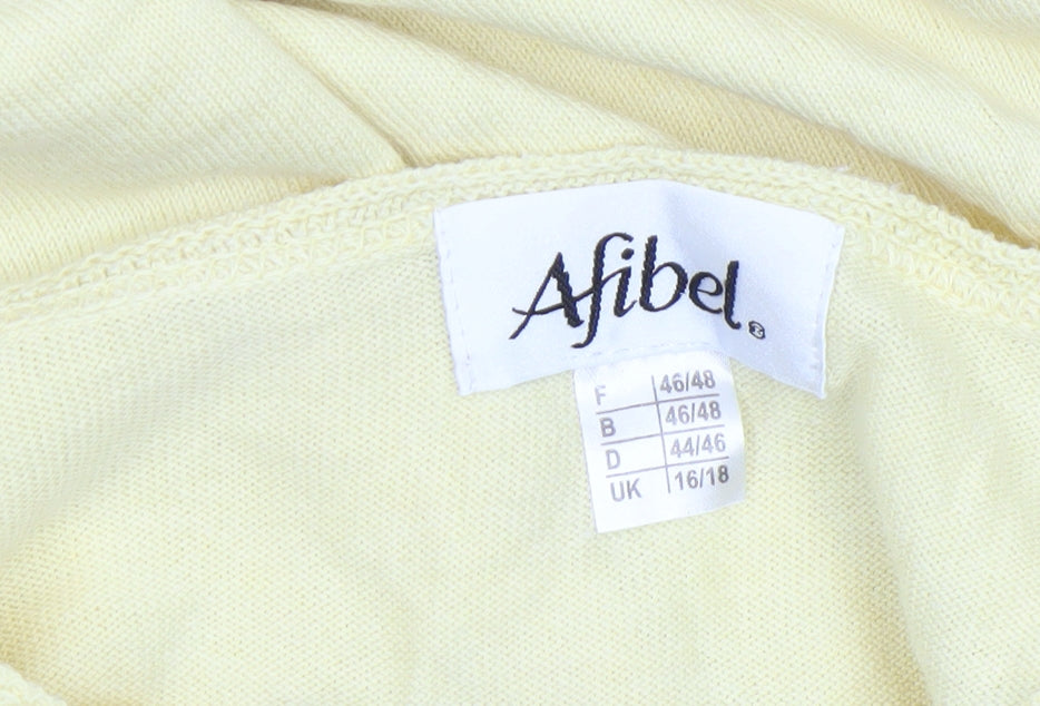 Afibel Women Yellow Knit Short Sleeve Cotton Blend Pullover Jumper Size 16