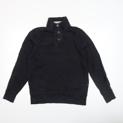 Hugo Boss Men's Black Henley Sweatshirt Size S High Neck Cotton