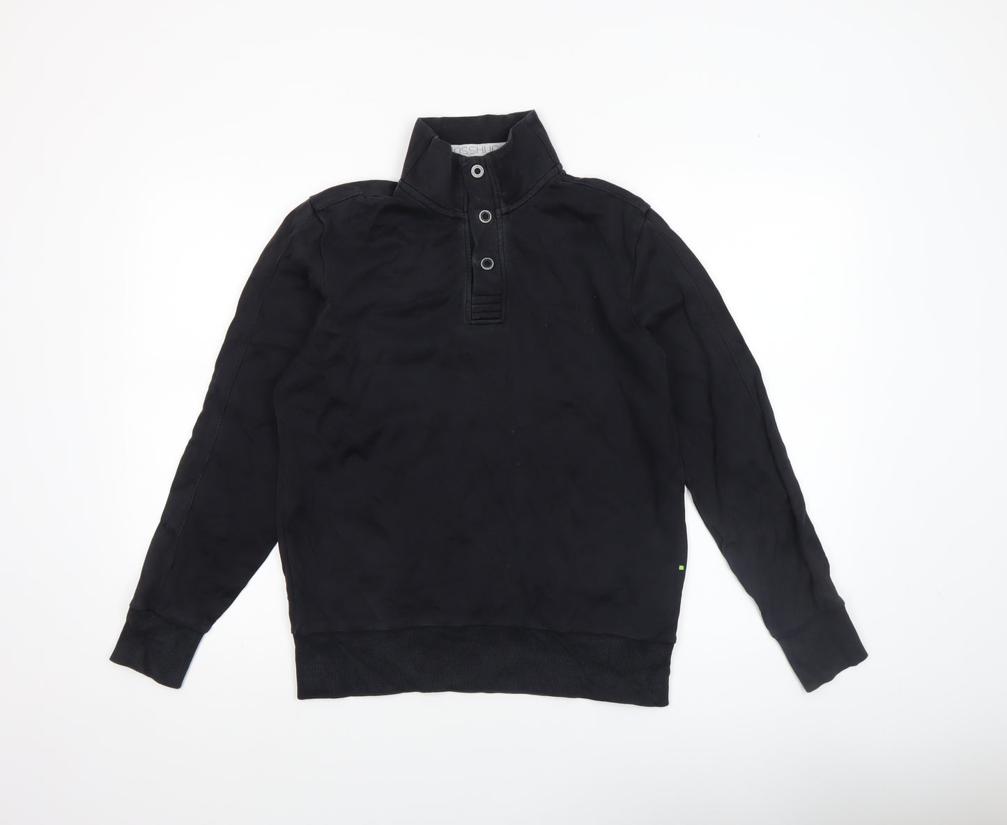 Hugo Boss Men's Black Henley Sweatshirt Size S High Neck Cotton
