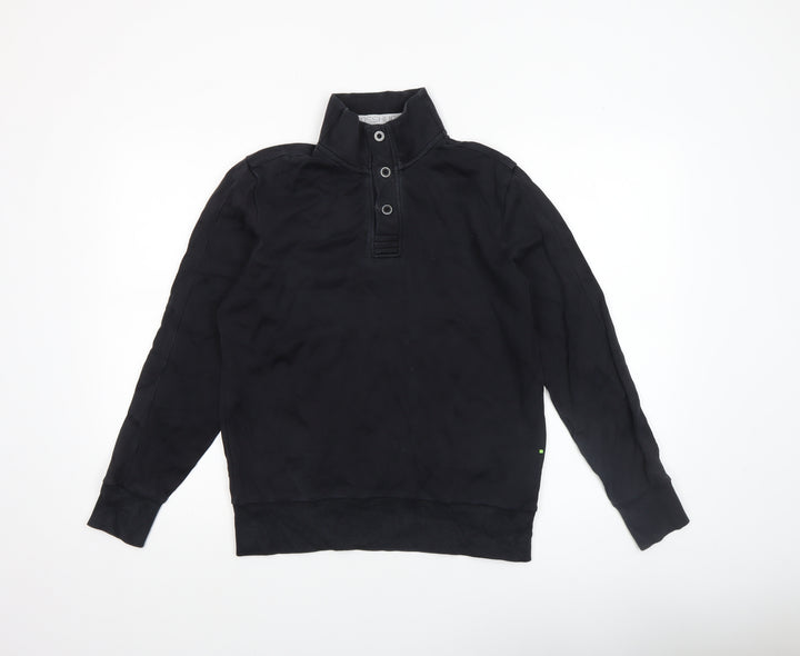 Hugo Boss Men's Black Henley Sweatshirt Size S High Neck Cotton