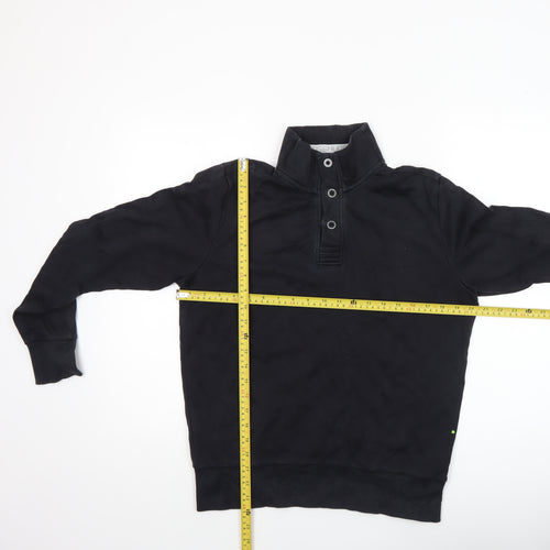 Hugo Boss Men's Black Henley Sweatshirt Size S High Neck Cotton