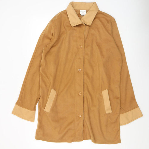 Damart Women’s Beige Fleece Overcoat M Mid-Length Buttoned Casual