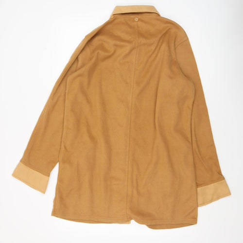 Damart Women’s Beige Fleece Overcoat M Mid-Length Buttoned Casual