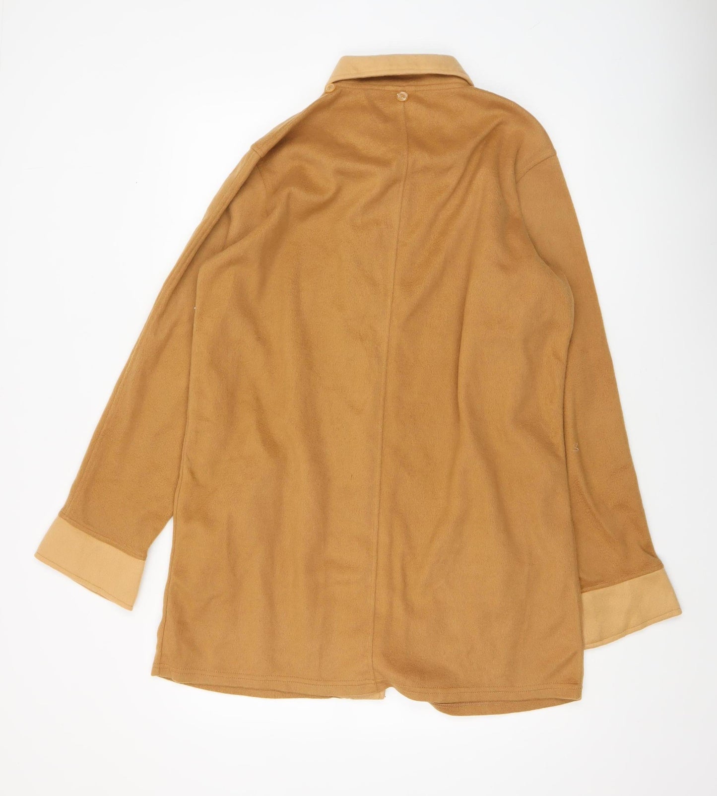 Damart Women’s Beige Fleece Overcoat M Mid-Length Buttoned Casual