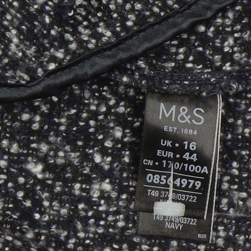 Marks and Spencer Women’s Blue Bouclé Mid-Length Overcoat Size 16