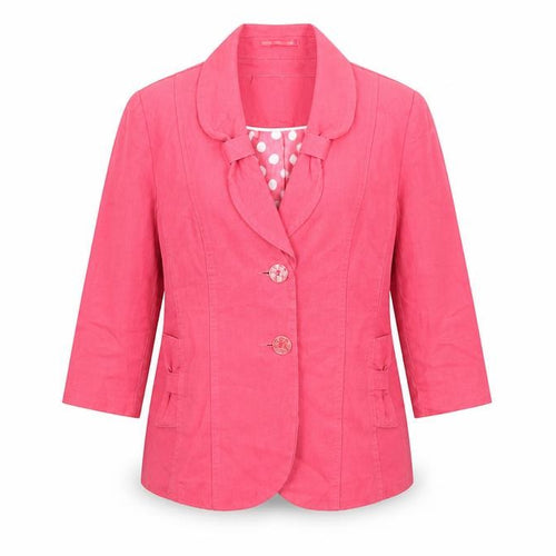 Marks and Spencer Per Una Pink Linen Blazer Women Size 12 3/4 Sleeve
