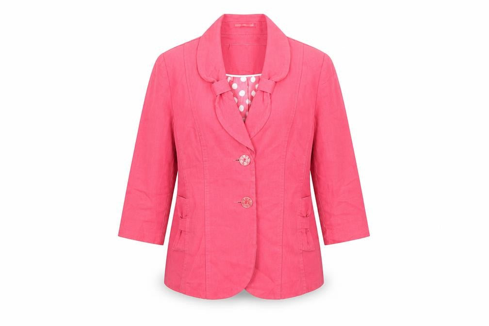 Marks and Spencer Per Una Pink Linen Blazer Women Size 12 3/4 Sleeve