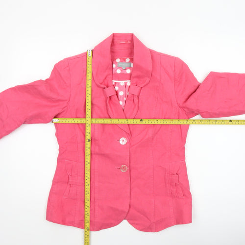 Marks and Spencer Per Una Pink Linen Blazer Women Size 12 3/4 Sleeve