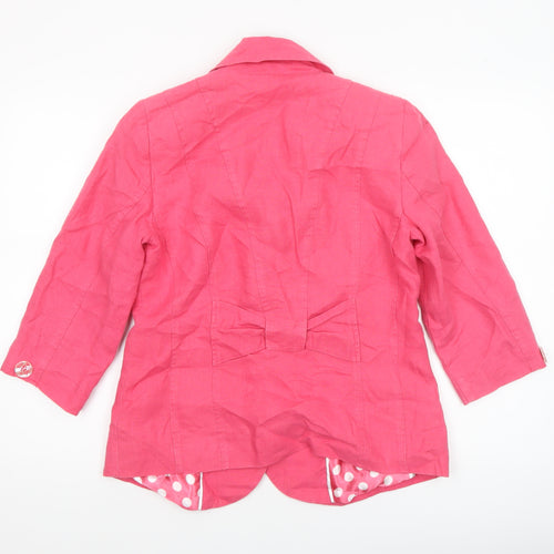 Marks and Spencer Per Una Pink Linen Blazer Women Size 12 3/4 Sleeve