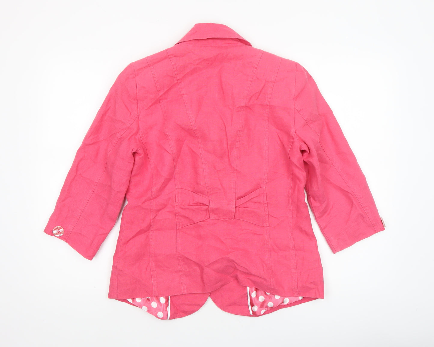 Marks and Spencer Per Una Pink Linen Blazer Women Size 12 3/4 Sleeve