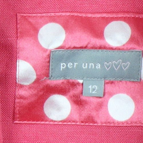 Marks and Spencer Per Una Pink Linen Blazer Women Size 12 3/4 Sleeve