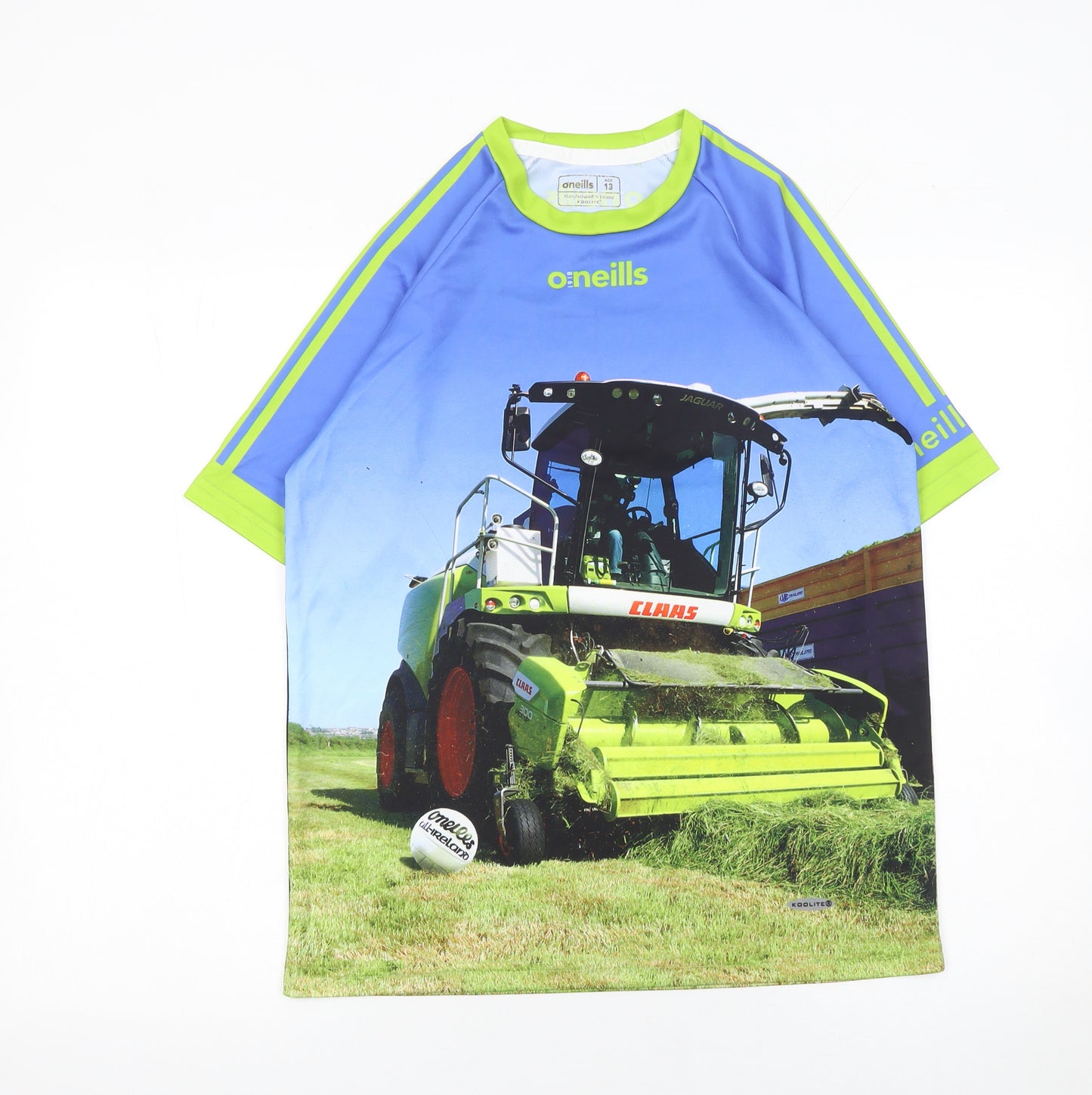O’Neills Boys Blue & Green Tractor Graphic T-Shirt Age 13 Polyester