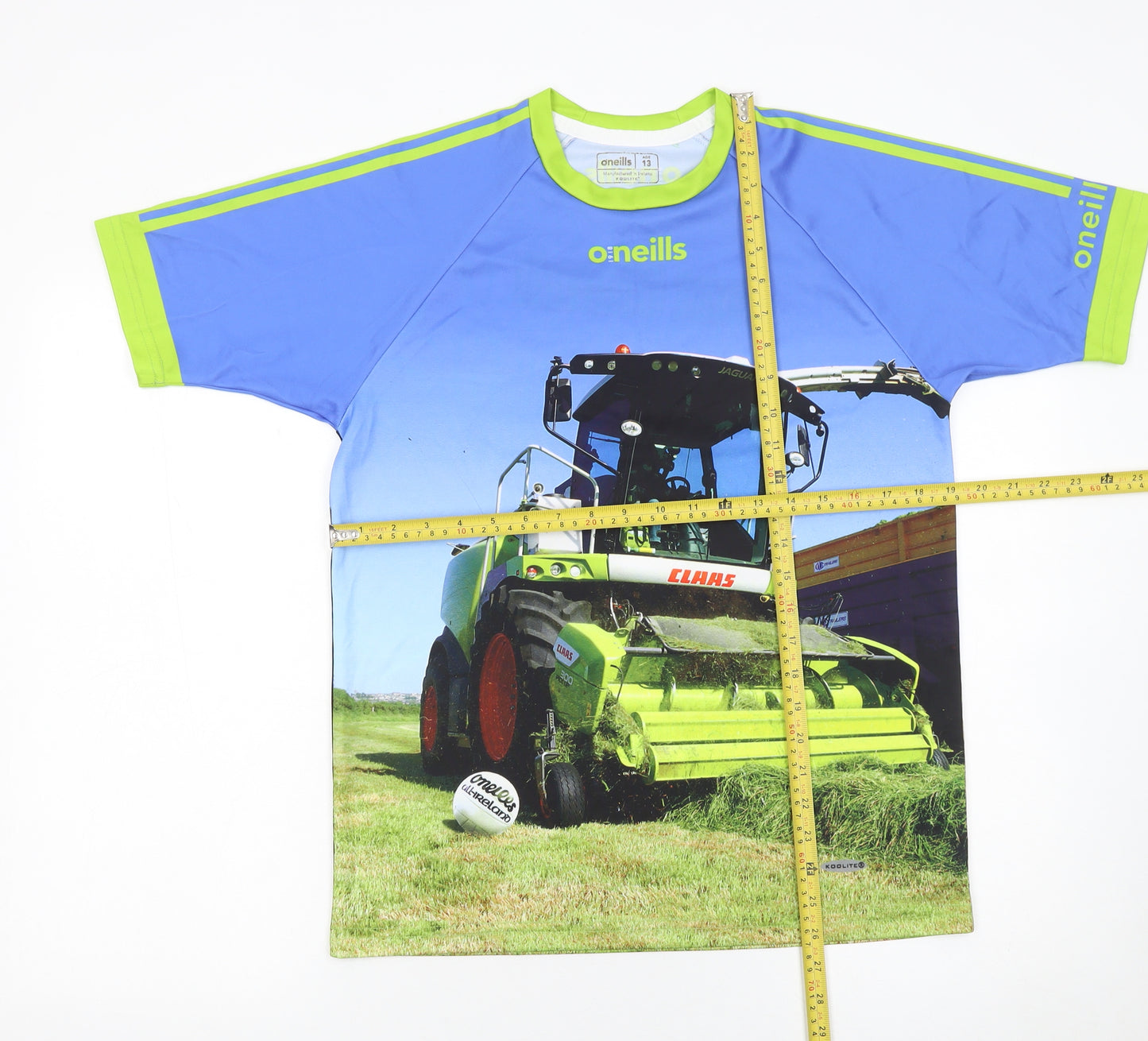 O’Neills Boys Blue & Green Tractor Graphic T-Shirt Age 13 Polyester