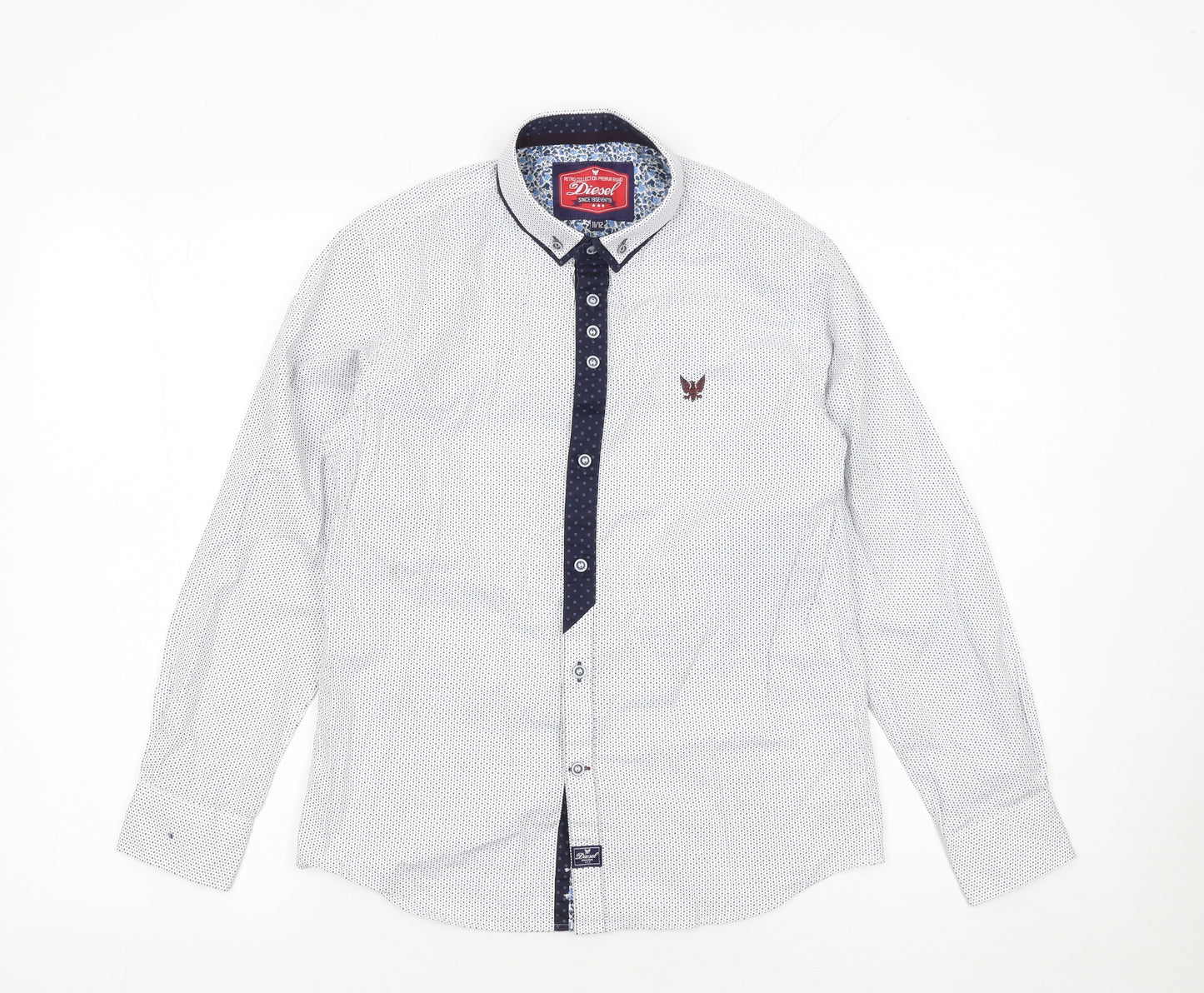 Diesel Boys White Button-Up Long Sleeve Cotton Shirt 11-12 Years