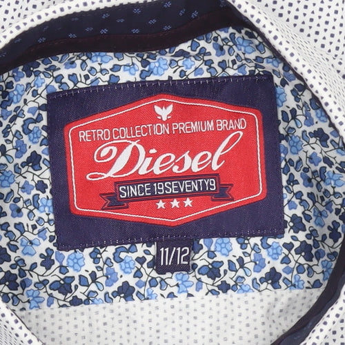 Diesel Boys White Button-Up Long Sleeve Cotton Shirt 11-12 Years