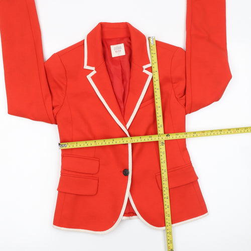 Gap Women Red Modern Blazer UK 4 Single-Breasted Tailored Jacket
