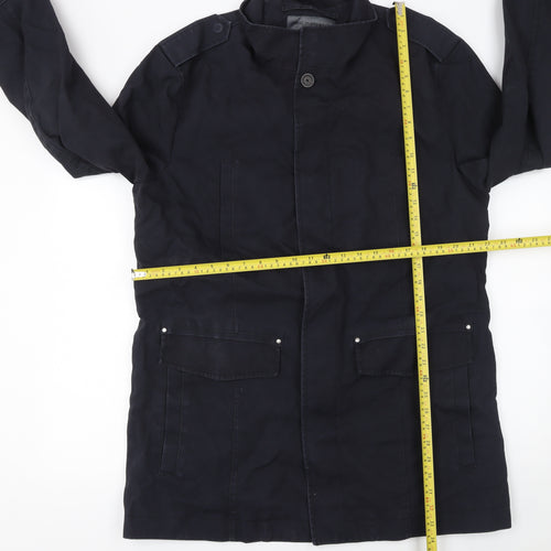 Next Mens Navy XL Cotton Mid-Length Coat with Pockets