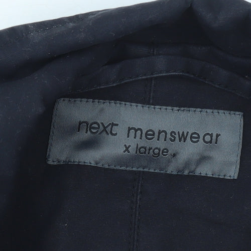 Next Mens Navy XL Cotton Mid-Length Coat with Pockets