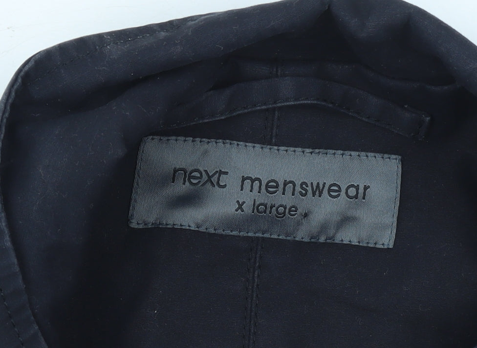 Next Mens Navy XL Cotton Mid-Length Coat with Pockets
