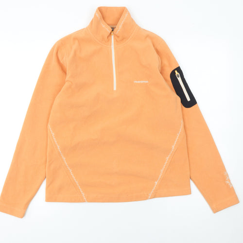 Craghoppers Women’s Orange Fleece 1/2 Zip Pullover UK 10 Outdoor Sweatshirt