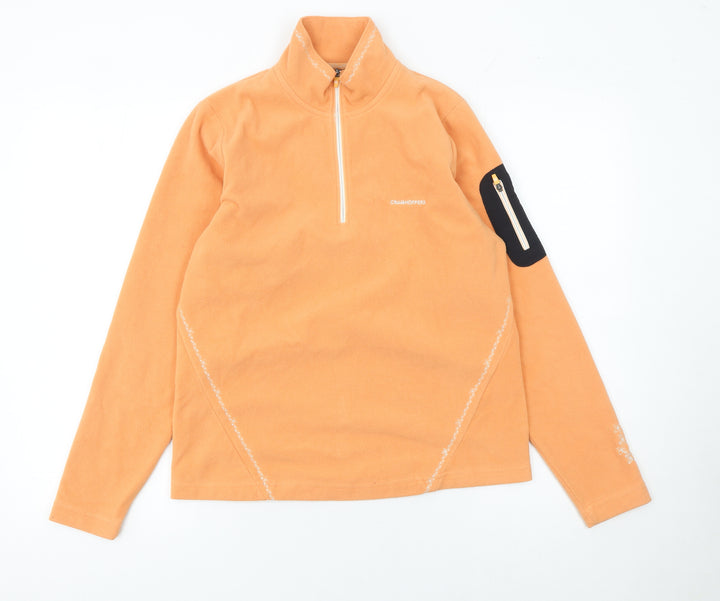 Craghoppers Women’s Orange Fleece 1/2 Zip Pullover UK 10 Outdoor Sweatshirt