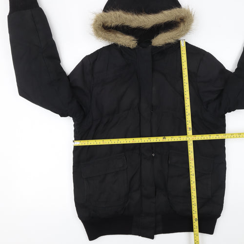 Dorothy Perkins Women's Black Faux Fur Hooded Puffer Jacket Size 14