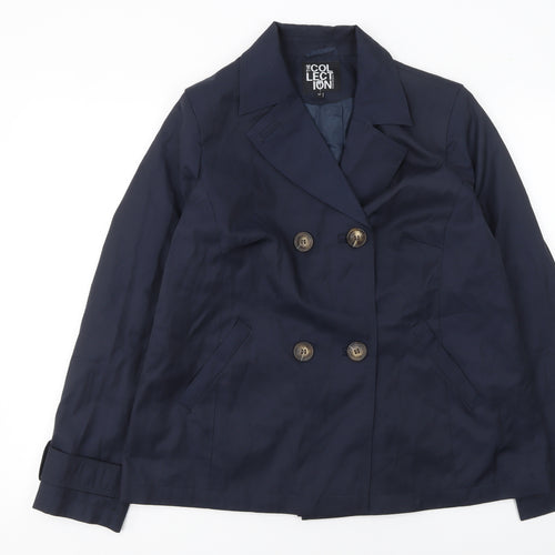 Debenhams Collection Women's Blue Cotton Blend Pea Coat Size 12