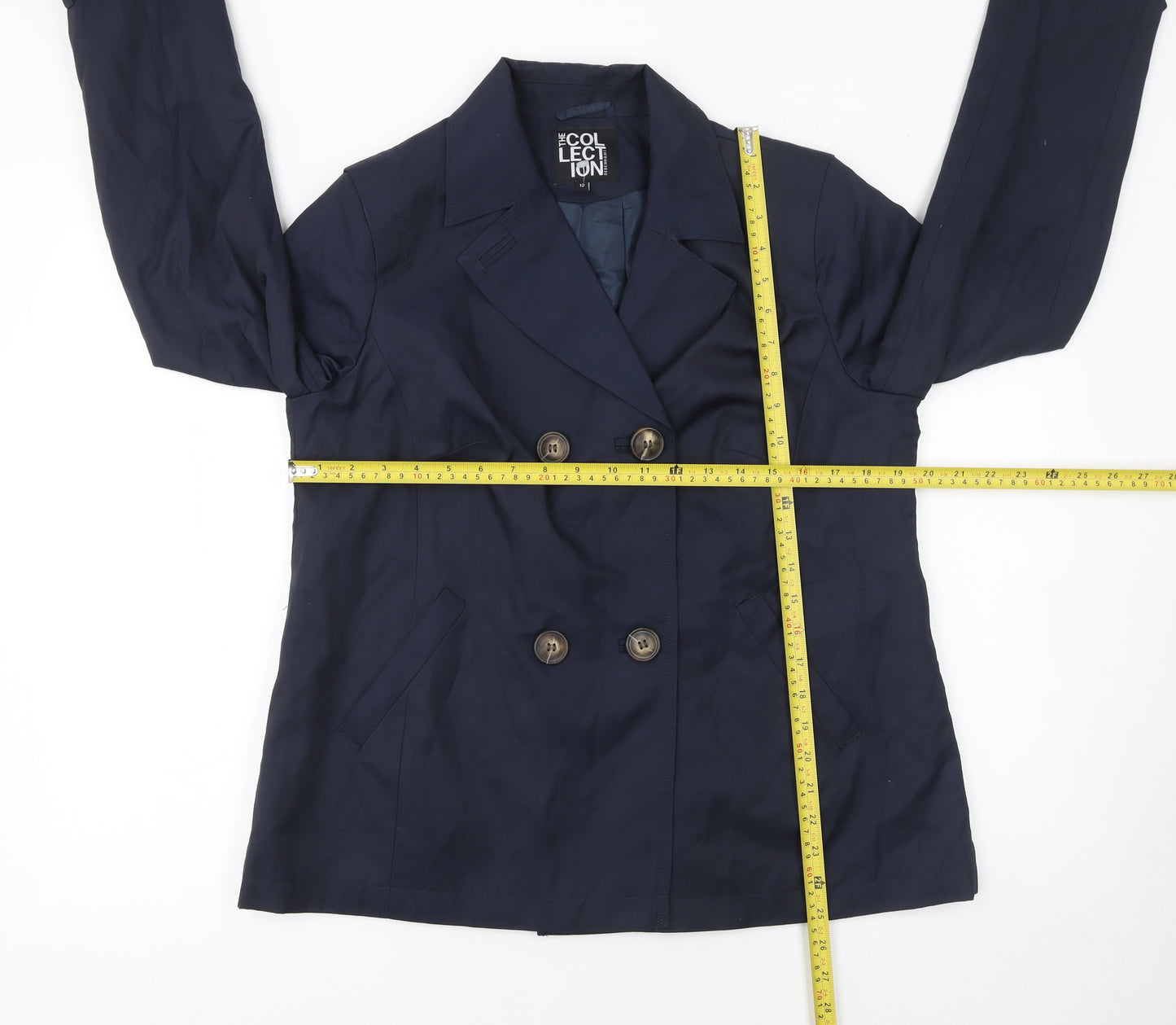 Debenhams Collection Women's Blue Cotton Blend Pea Coat Size 12