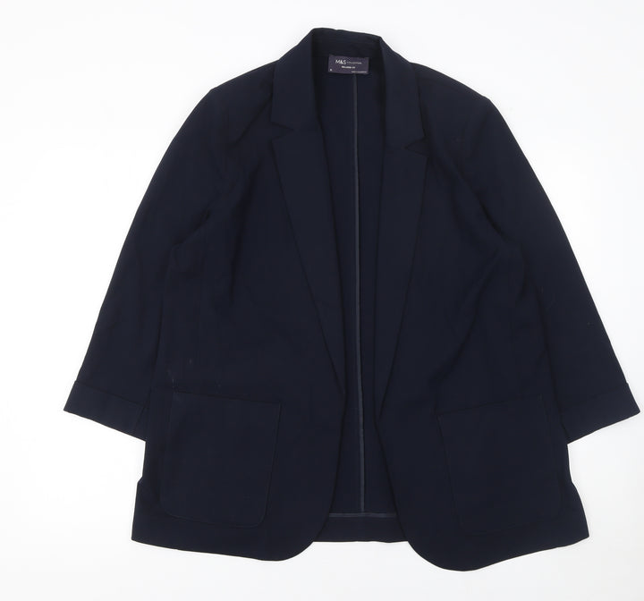 Marks and Spencer Womens Blue Size 16 Regular Fit Single-Breasted Blazer
