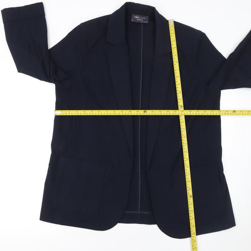 Marks and Spencer Womens Blue Size 16 Regular Fit Single-Breasted Blazer