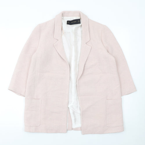 Zara Basic Women’s Beige Blazer Jacket Size Small Longline Lined