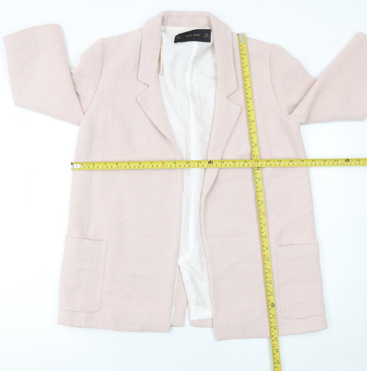 Zara Basic Women’s Beige Blazer Jacket Size Small Longline Lined